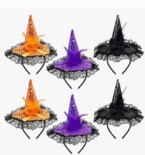 6 Halloween Witch Hat Headbands