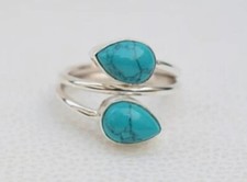 Turquoise Gemstone Band Ring Handmade 925 Sterling Silver Ring All Size R420