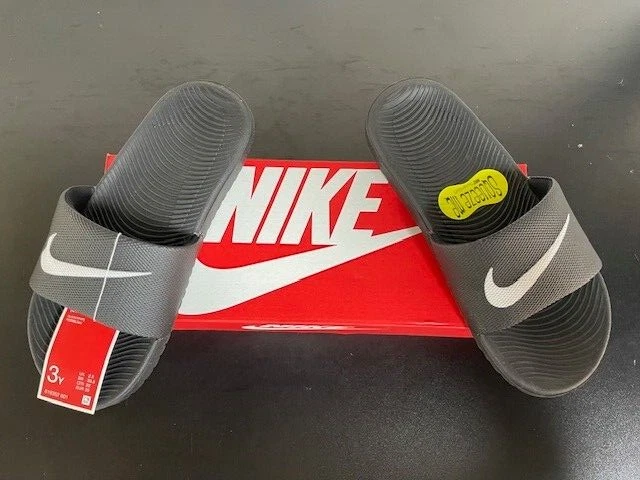 Nuovi sandali Nike Kawa Slide (GS PS) taglia 3 anni nero bianco 819352 001