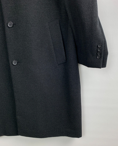Chaps Herren Mantel Obermantel schwarz Wolle einreihig volle Länge Taschen 40S - Bild 7 von 13