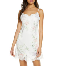 HOMEBODII Sofia Floral Print Satin Chemise sz S