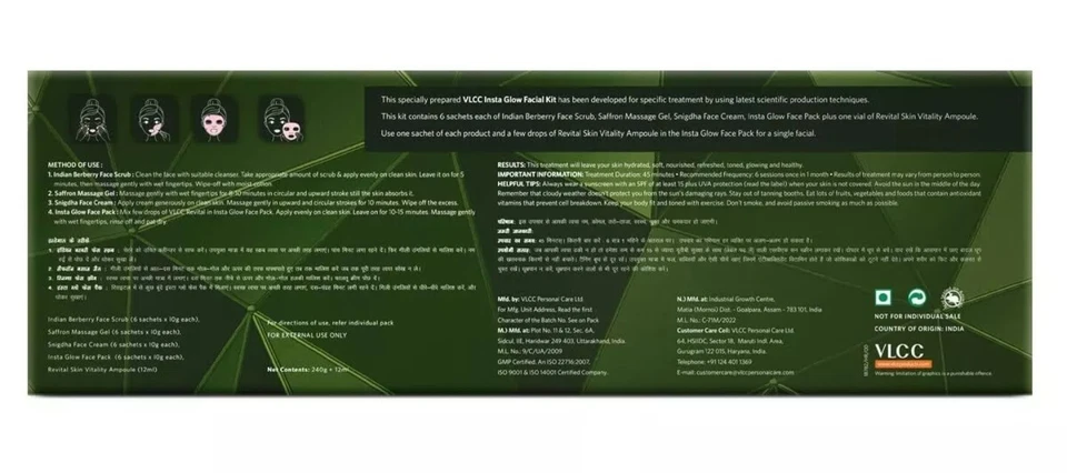 VLCC Salon Series Insta Glow Facial Kit For Glowing Bright Skin 240g+125ml - Image 4 of 4