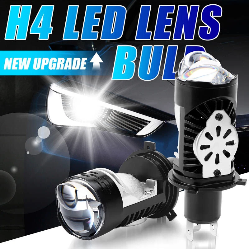 2X RHD H4 9003 Bi-LED Projector Lens Headlight Kit Retrofit Hi-Lo Bulbs 12000LM - Image 4 of 4