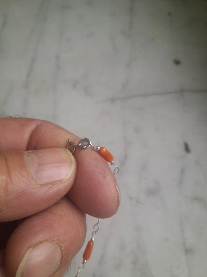 BRACCIALE IN ARGENTO 925 CON CORALLO ROSSO DELLA SARDEGNA Cannettine. Vintage - Immagine 4 di 4