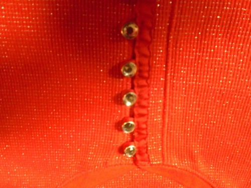 Old Navy Girls Size L 14 - Red/w SIlver Threads & Rhinestones Lg Sleeve T - Picture 9 of 18