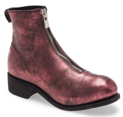 Guidi Women's Front Zip Metallic Leather Ankle Boots Bootie Size 38 1/2 / US 8.5