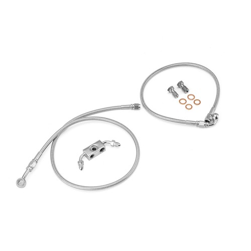 53.5" Steel Braided Brake Line For Harley Dyna Super Glide Street Bob FXDB ABS - Picture 5 of 5