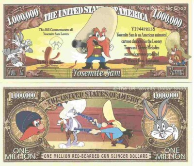 Yosemite Sam Zeichentrickfigur Million Dollar Scheine x 2 Bugs Bunny