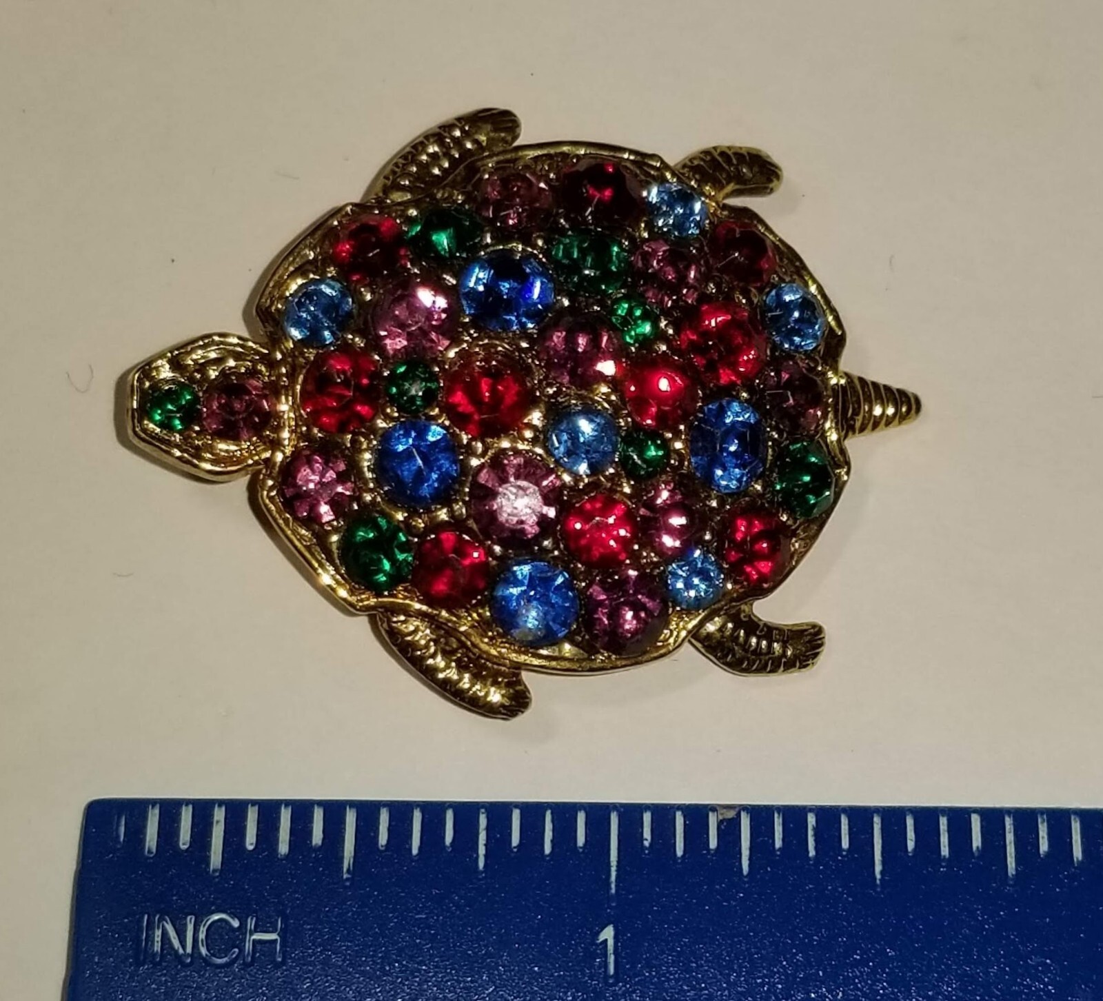 Turtle Pin w/Multi Colored Crystal Shell - image 2