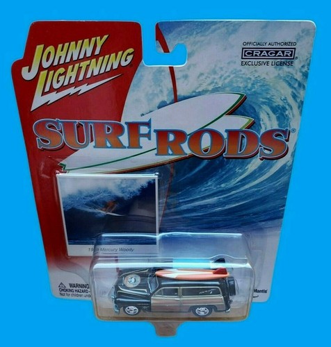 2003 Johnny Lightning 1950 MERCURY WOODY Black Surf Rods 1:64 W/Card Chrome 5SP - Picture 7 of 12