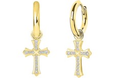 Men & Women 18K Gold Plated CZ Cross Leverbac...