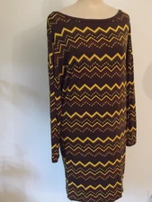 M Missoni chevron stripe long sleeve dress, multi colored,  bust 44", waist 36"