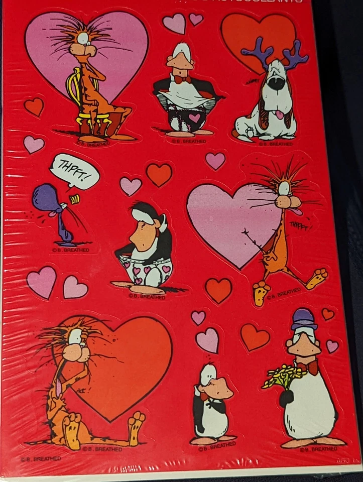 Vintage American Greetings Stickers Opus N' Bill Valentine's Day 1 Sheet