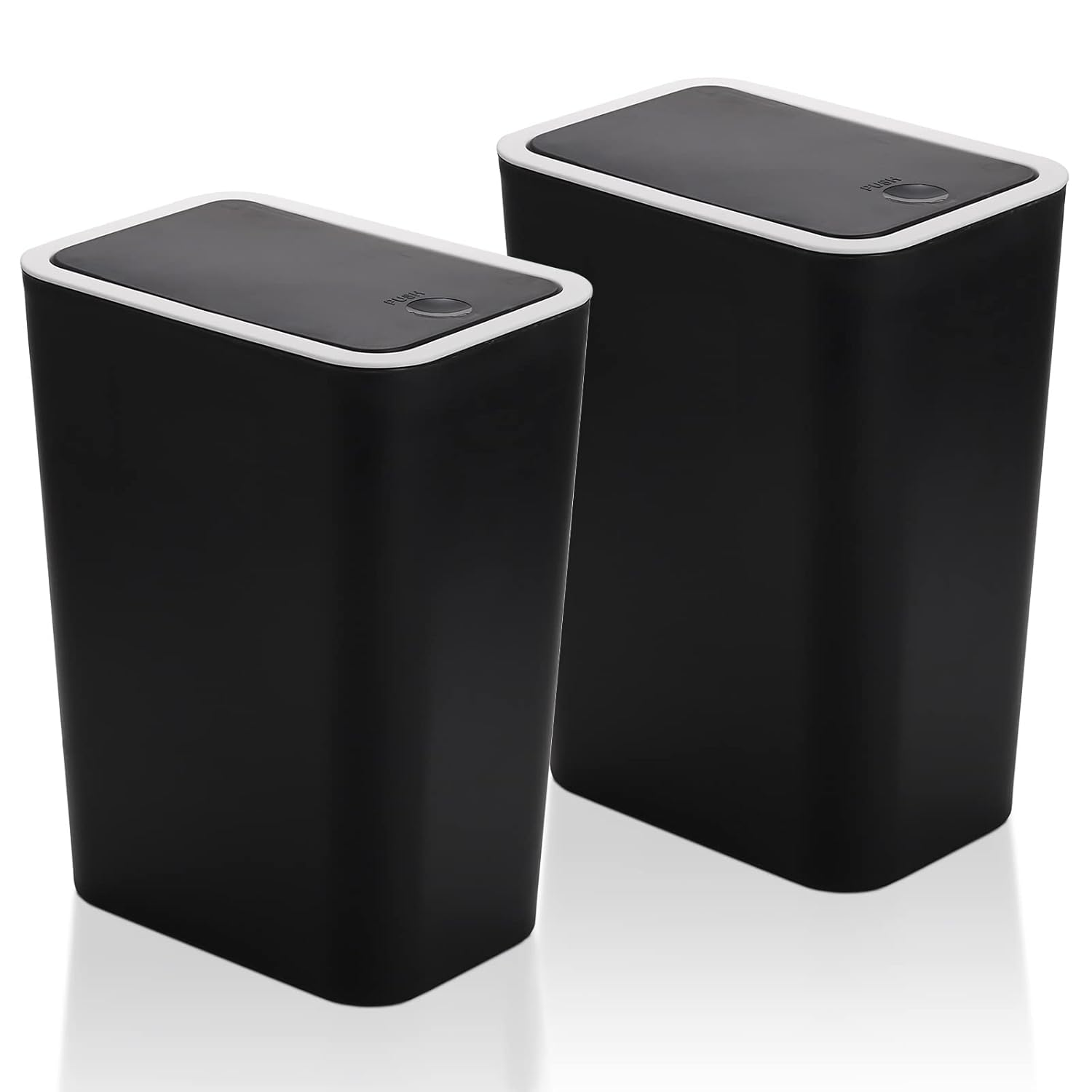Trash Can, 2 Pack 7.5 Liter / 2 Gallon Plastic Garbage Container Bin with Press-image