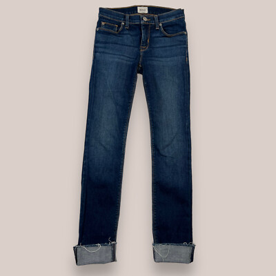 Hudson Cuff Crop Skinny Tally Deep Low Rise Stretch Blue Denim Jeans Size  25