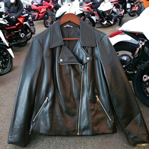 TIME & TRU Moto Biker Giacca Cappotto Donna Taglia M 8-10 Ecopelle Zip Nero Nuovo senza etichette - Foto 13 di 15