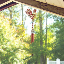 30"Long Rooster Wind Chime with Copper Gem Ornament Home Decor Unique Gift