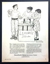 1956 Norman Rockwell "Kids Lemonade Stand" art Massachusetts Mutual print ad
