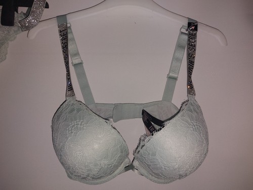 NEW Victoria Secret Mint BOMBSHELL BOOST Sexy LACE Bra & Knicker SET Size 34D L - Picture 9 of 14