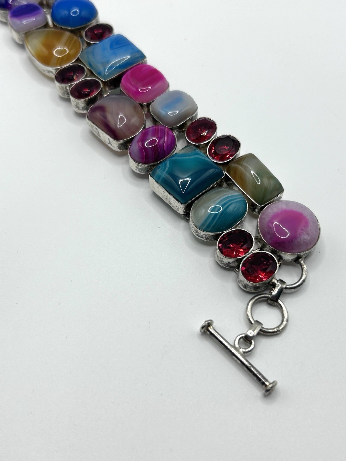 Multi Gemstone Sterling Silver Chunky Statement B… - image 3