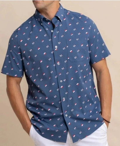 NWT Southern Tide Keep it Nautical Intercoastal Sport Shirt Blue Mens Sz XL $120