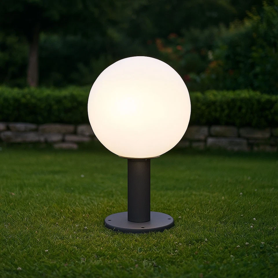 Außenstehlampe Sockelleuchte Gartenlampe LED Glas Wegeleuchte anthrazit H 38 cm - Bild 4 von 4