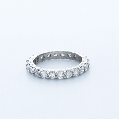 3 CT F VS2 Round Cut Natural Certified Diamonds 18k Gold Classic Eternity Band