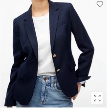 J.CREW Navy Blue Wool SchoolBoy Blazer/Jacket Fully Lined Womens Sz 4