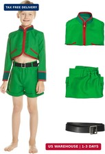 Kids Anime Cosplay Costume Halloween Green Uniform Shirt Shorts Belt Set