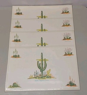 Vintage Blakely Placemats Set of 4 Arizona Cactus Gas Oil Advertising