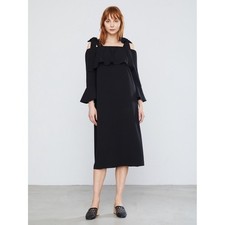 Ganni Clark Maxi Dress Black Cold Shoulder Womens Size 38 / US 6