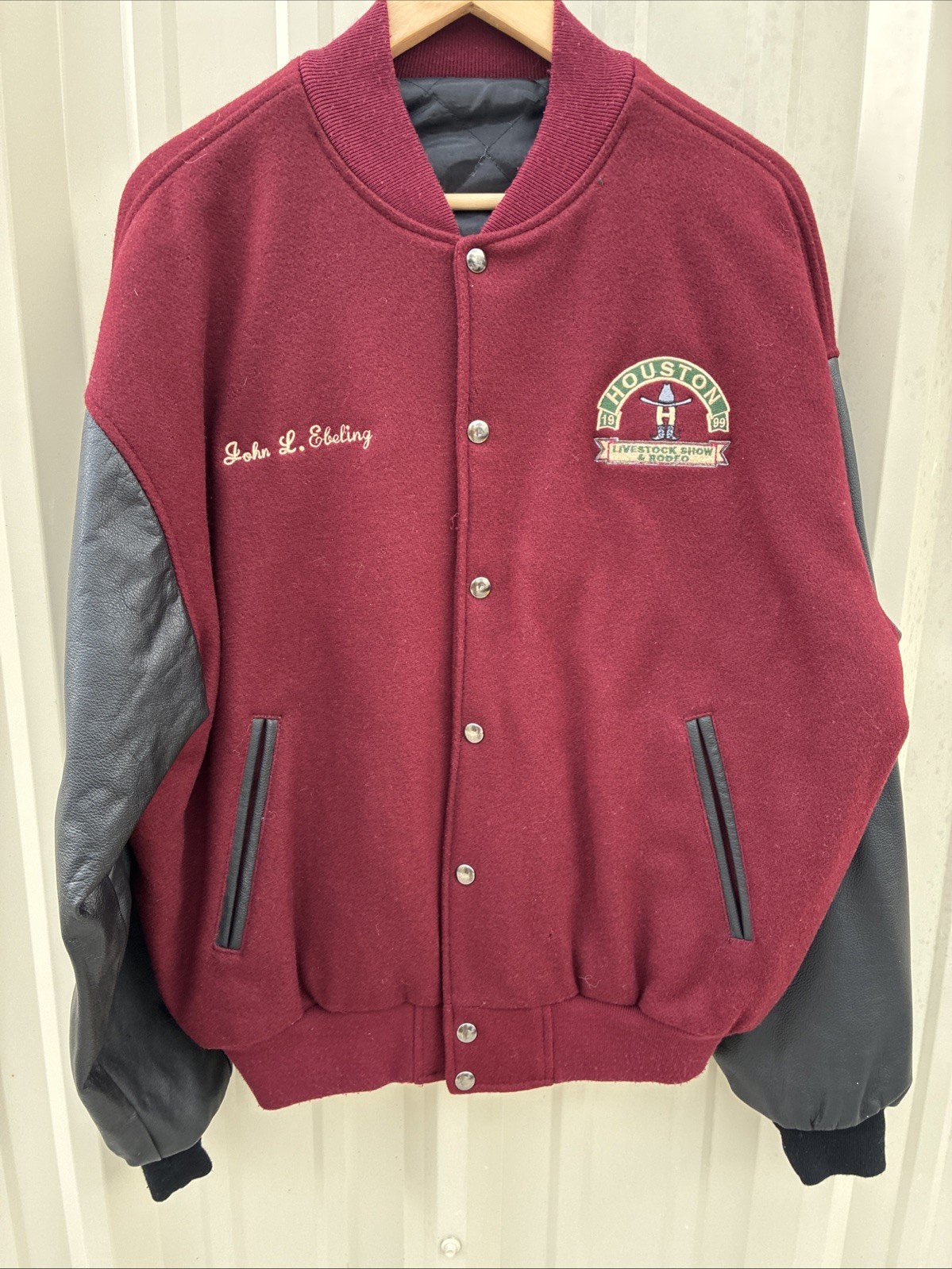 Vintage 1999 Houston Livestock Show And Rodeo Reliant Park Wool Leather Jacket