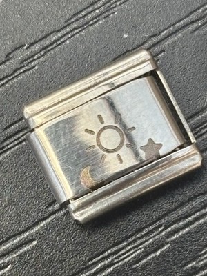 Lasergraviertes Charm-Glied Sonne Halbmond Mond & Stern für ein Nomination Armband