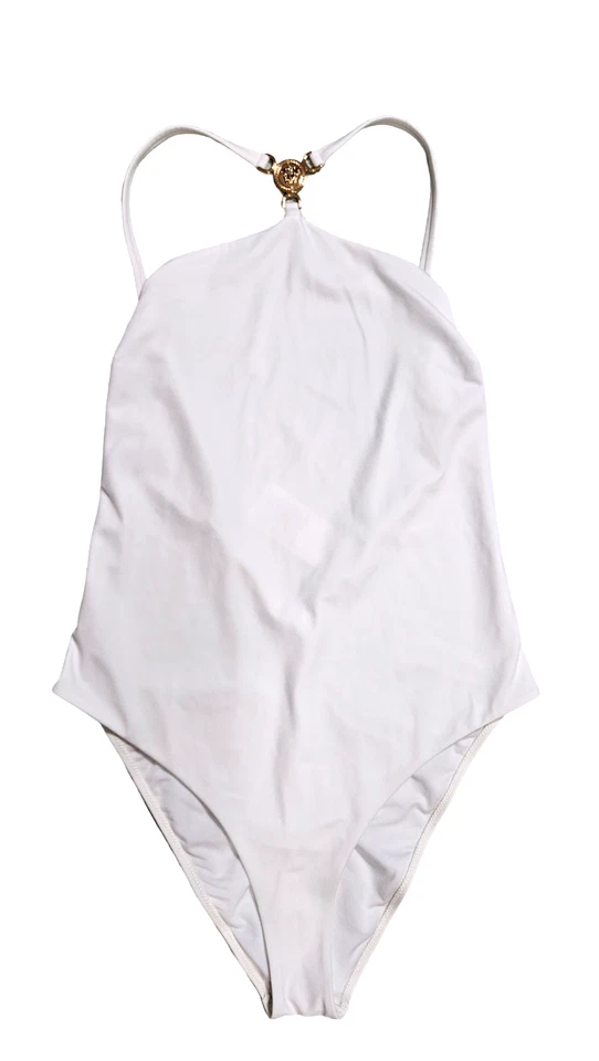 $650 Versace X6529 Medusa Hardware One Piece Swimsuit, White, 4 - Image 3 of 4