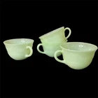 4 Vtg 1940’s Jade-ite Jadeite Green Fire-King Alice Glass Cups