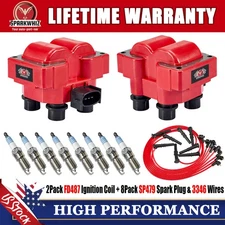 2 Ignition Coil Pack + 8 Spark Plug + Wire Set For F150 F250 Mercury Cougar 4.6L
