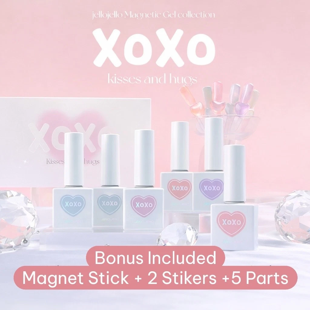 Jello Jello XOXO Magnetic Gel 6 Colors Set Cat Eye Heart Magnet K-Nail Authentic