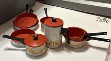 Chilton Toys Aluminum Pots Orange Folk Art Design Kitchen Set