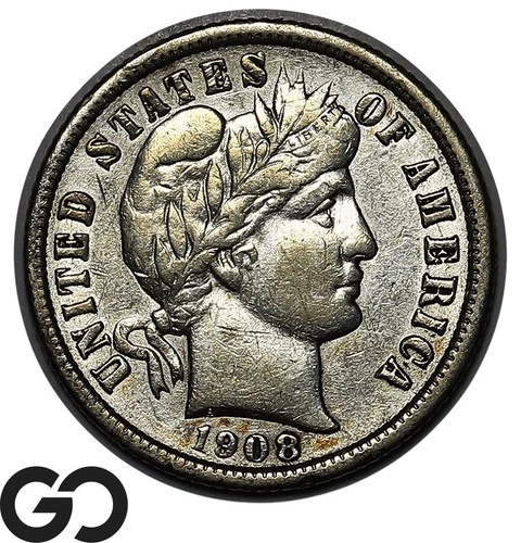 1908-D Barber Dime, Choice AU+ Denver Mint Issue