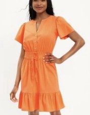 LOFT Orange Smocked Tie Waist Flounce Dress worn on Today Show size L NWT $94.95