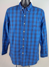Chaps Men's M Blue Black Plaid Long Sleeve Collar Button Up Dress Shirt
