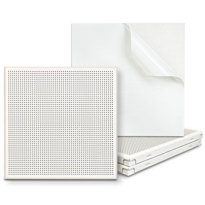 Perforated Aluminum Acoustic Panels, 4 Pcs 12'' x 12'' x 0.8'' Self-adhesive Sou...