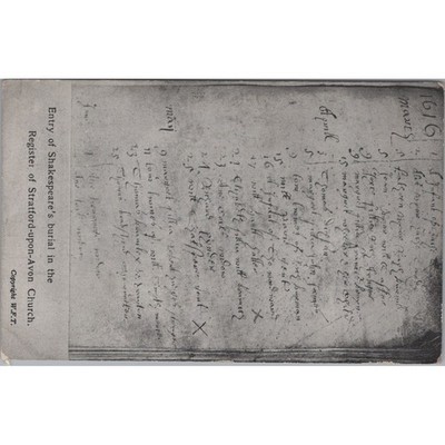 Postkarte Eingang von Shakespeares Begräbnis in Stratford-upon-Avon Kirche