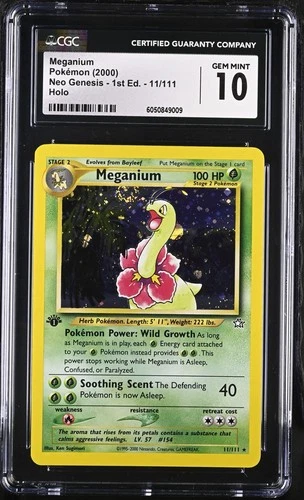 Pokemon 2000 Meganium 11/111 Holo Neo Genesis 1st Edition GEM MINT CGC 10