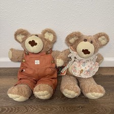 Vintage 1980s Furskins Teddy Bears Xavier Roberts Set - Hattie Overalls Bear