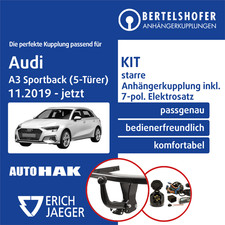 Für AUDI A3 Sportback Typ 8YA 11.2019-jetzt AHK starr +7pol spez E-Satz NEU TOP