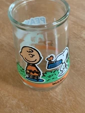 Welch's Jelly Jar Peanuts Snoopy Charlie Brown Woodstock Two For Lunch Please 4"