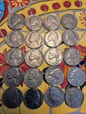20 JEFFERSON NICKELS, MOSTLY FINE...SOME BETTER, CIRCULATED, SEE BELOW FOR DATES