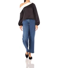 Fifteen Twenty Marisa One-Shoulder Top Black And Cream