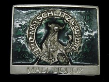 TF13168 VINTAGE 1970s SCHLITZ MALT LIQUOR ADVERTISEMENT BELT BUCKLE